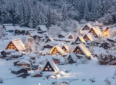 Shirakawago, a traditional mountain village during winter