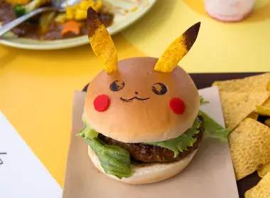 Pikachu Burger at the Pokemon Cafe