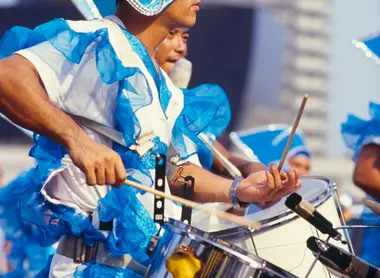 Parades Batukada (drums) rhythm Asakusa Samba festival in the Tokyo.