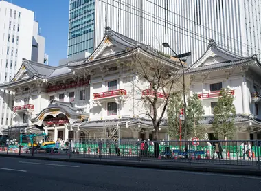 The front of the new kabuki theater (Kabuki-za) in Ginza.