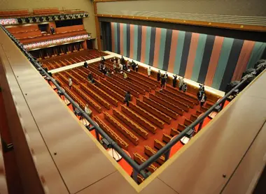 The spacious hall of the Kabuki-za theater in Ginza.