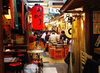 Ebisu Yokocho, a small alley-fed small restaurants and terraces.