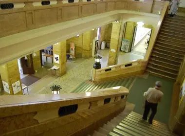 The spacious lobby of the Municipal Museum of Kyoto.