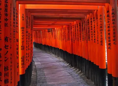 Les enfilades de torii (portiques sacrés) du sanctuaire Fushimi Inari à Kyoto