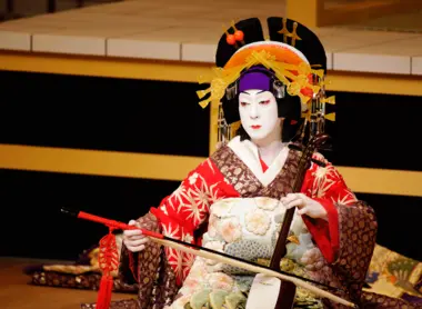 A onnagata, an actor specializing in female roles in kabuki theater.