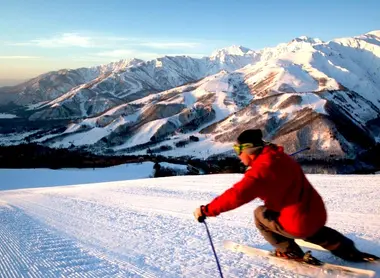 Un skieur sur les pistes japonaises de Nagano. Un skieur sur les pistes japonaises de Nagano.