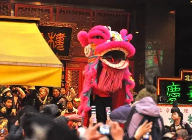 The traditional dragon parade to celebrate the new year.