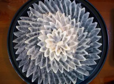 The slats of fugu (sashimi) are a delicacy very refined.