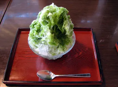 Kakigori with green tea. Kakigori