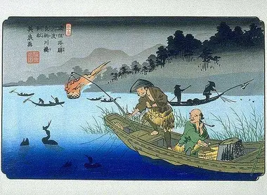 Print Keisai Eisen representative of cormorant fishing