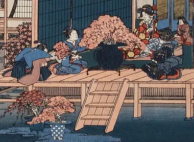 Introduced during the Heian period, the first Japanese bonsai representations appear during the Kumakura era