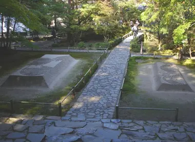 Mounds of sand raked in the Honen-in Temple.