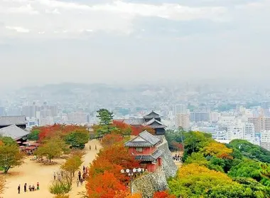 la vista desde la torre del Matsuyama-jo 