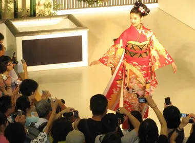 El desfile permite entender la varidad y diferencia entre kimonos, bien sean para chicas jóvenes, mujeres maduras, geishas, etc.