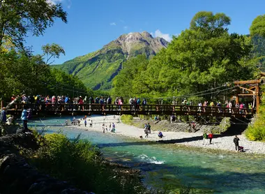 Kappabashi Bridge at Kamikochi paves the way for ascent of peaks