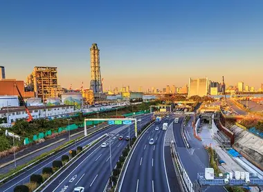 Vue sur le pont levant de Shinagawa