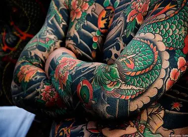 The type of tattoo worn by yakuza and banned in onsen Japan. The type of tattoo worn by yakuza and banned in onsen Japan.