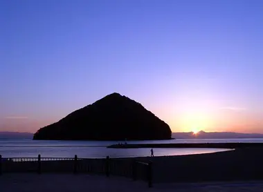 Coucher de soleil sur la baie d'Asamushi onsen