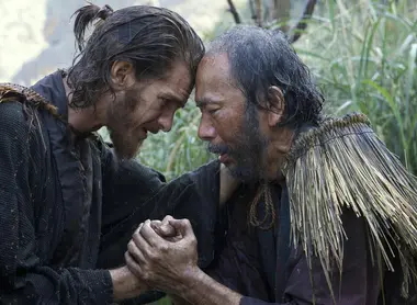 Andrew Garfield playing the role of Father Rodrigues and Shinya Tsukamoto,his loyal friend Andrew Garfield playing the role of Father Rodrigues and Shinya Tsukamoto,his loyal friend