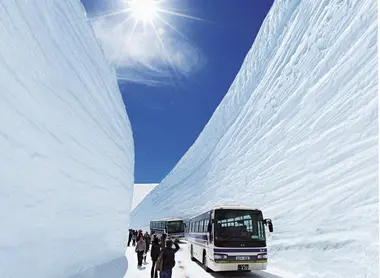 Les murs de glace impressionnants de la Tateyama Kurobe Alpine Road