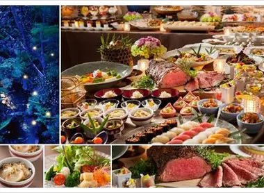 Aperçu de la formule buffet de l'hôtel Chinsanzo (Tokyo) sur le thème des lucioles