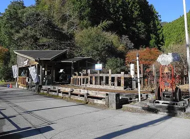Le chemin de fer de la forêt traverser le village d'Umaji du nord au sud jusqu'au littoral