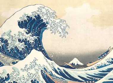 The wave off Kanagawa with Mount Fuji in the background of Hokusai