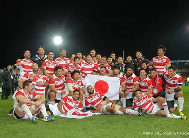 Les Brave Blossoms lors de la coupe du monde de rugby en 2015 Les Brave Blossoms lors de la coupe du monde de rugby en 2015