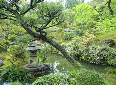 Lampe de pierre dans le jardin Yoshiki-en