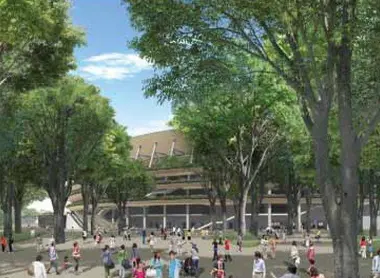 Image d'illustration de l'extérieur du nouveau stade Image d'illustration de l'extérieur du nouveau stade