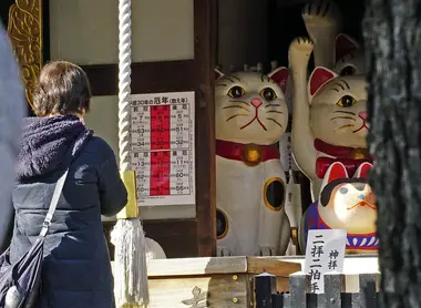 Les chats sont omniprésents dans ce temple tokyoïte