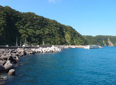 Le port Okata de l'île Izu Oshima Le port Okata de l'île Izu Oshima