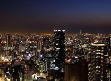 Night view of the city of Osaka