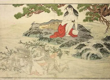 Estampe érotique de Utamaro: Ama et Kappa (1788)