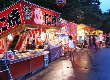 The street food stands of a festival