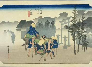 Mishima, Cincuenta y Tres Etapas de la ruta Tōkaidō, Hiroshige, 1833-34