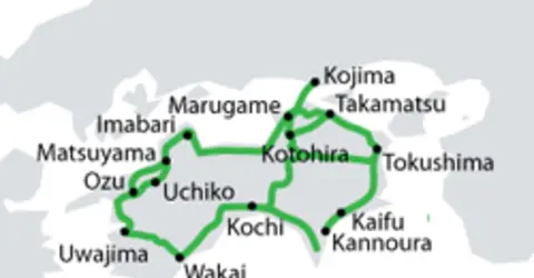 Shikoku area railing network map