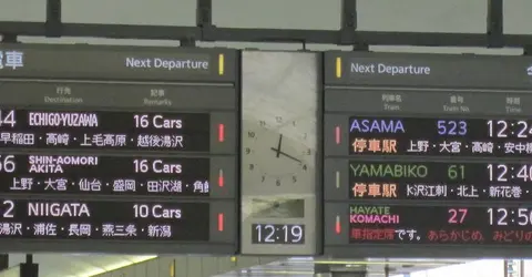 Train timetable at the train station Train timetable at the train station