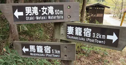 Signs marking the Magome-Tsumago Trail