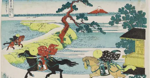 Le village de Sekiya sur la rivière Sumida, avec le mont Fuji en arrière plan (ca.1830-1832) Le village de Sekiya sur la rivière Sumida, avec le mont Fuji en arrière plan (ca.1830-1832)