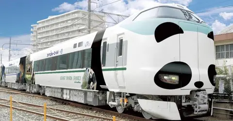 Le train aux couleurs d'un panda, dans la préfecture de Wakayama, au Japon Le train aux couleurs d'un panda, dans la préfecture de Wakayama, au Japon
