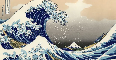 La Grande Vague de Kanagawa, l'une des "Trente-six vues du Mont Fuji", du peintre japonais Katsushika Hokusai La Grande Vague de Kanagawa, l'une des "Trente-six vues du Mont Fuji", du peintre japonais Katsushika Hokusai