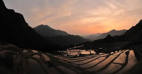 Les rizières au milieu des montagnes Les rizières au milieu des montagnes