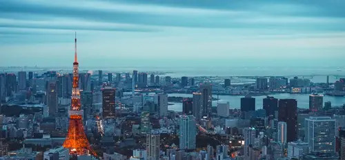 Tokyo skyline in the evening.