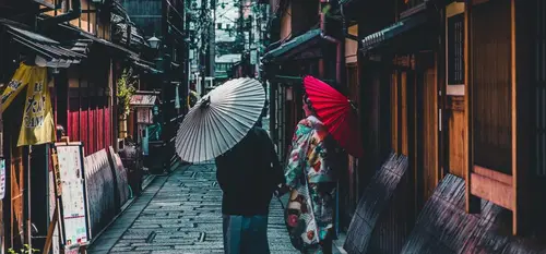 Couple visiting Kyoto