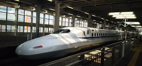 The Sanyo Shinkansen going from Hiroshima to Yamaguchi