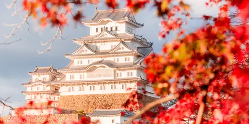 Himeji Castle, UNESCO World Heritage, under the colors of autumn