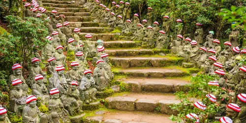 The Daisho-in temple, on the sacred island of Miyajima, is worth a visit with its 500 small Buddhist statues