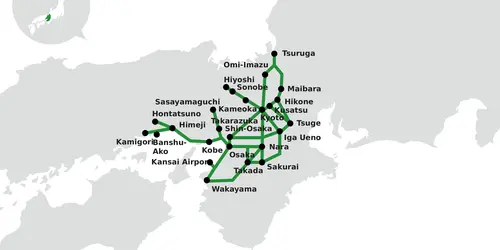 kansai area pass regional network map
