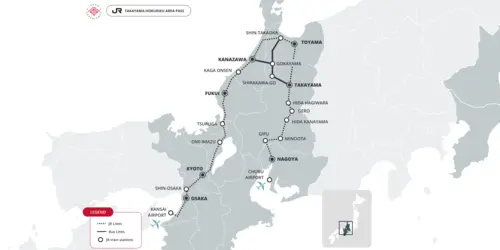 JR TAKAYAMA-HOKURIKU Area Pass validity map